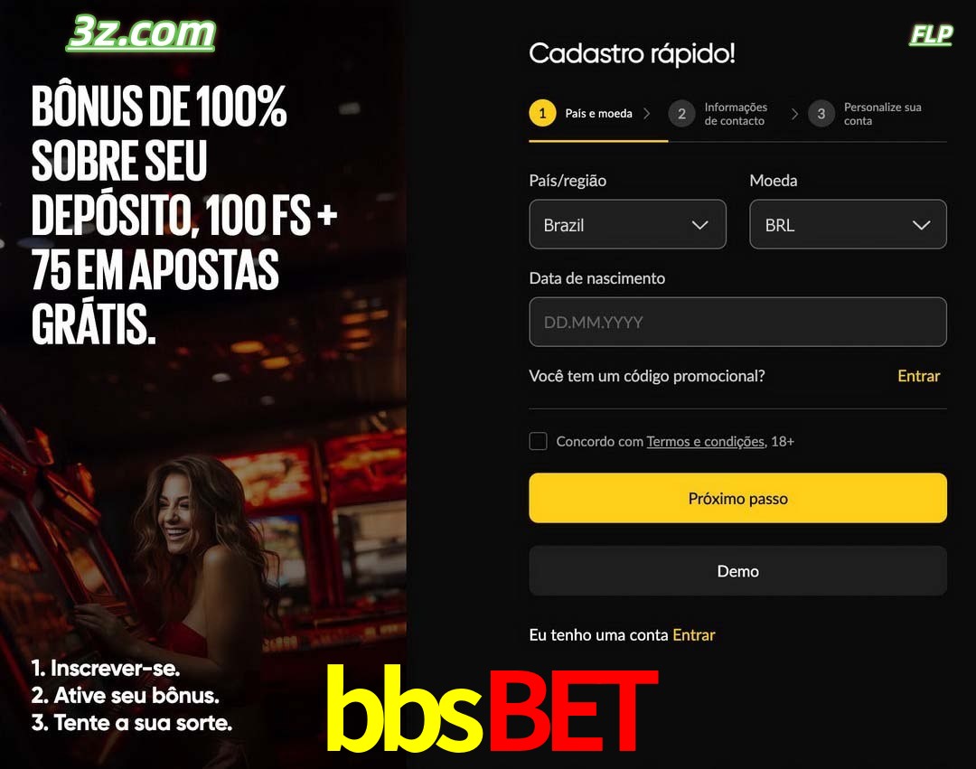 bbsbet registro oficial cassino online Brasil com bônus de depósito e free spins